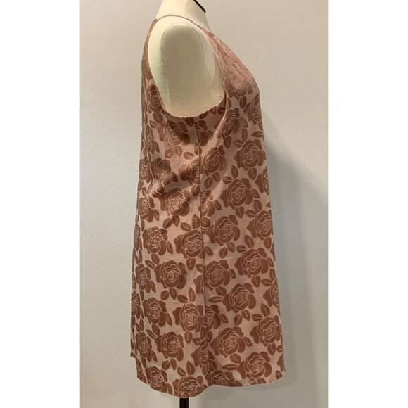 Candies True Mauve Pleated Halter Swing Dress Floral Print Keyhole Lined Size XL - Picture 6 of 16